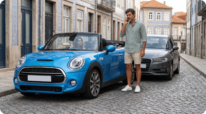 homem ao telefone a saber quais as coberturas do seguro contra todos os riscos