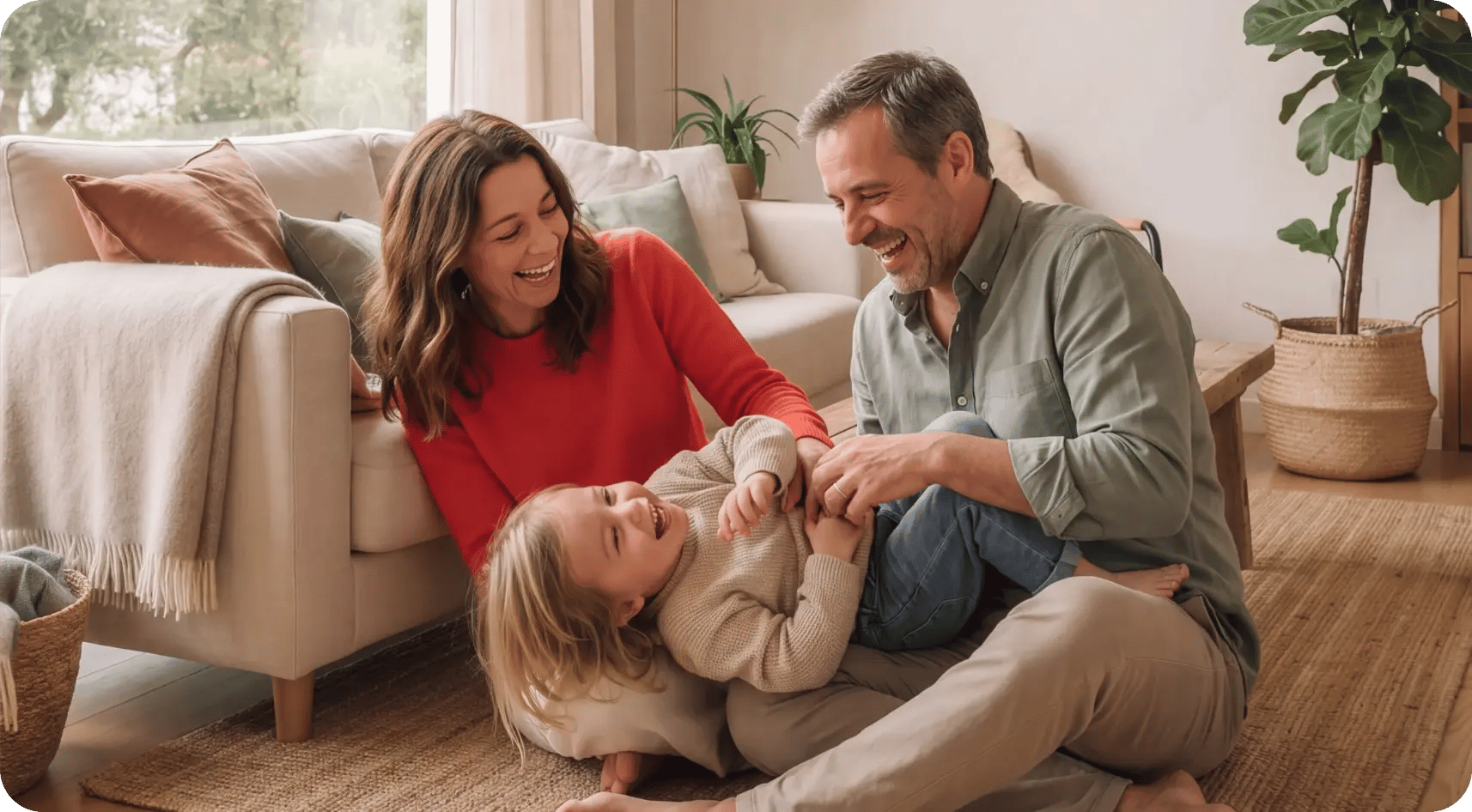 família em casa com seguro