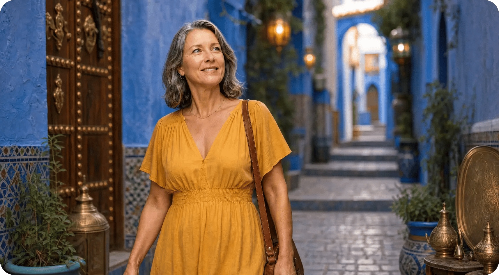 mulher no marrocos com seguro